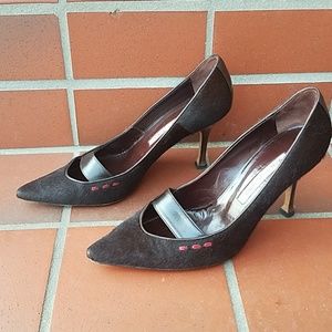 Manolo Blahnik Brown calf hair heels size 37.5